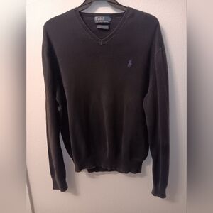 Polo Ralph Lauren V-neck Sweater 100% Pima Cotton Purple Pony Mens Size Large